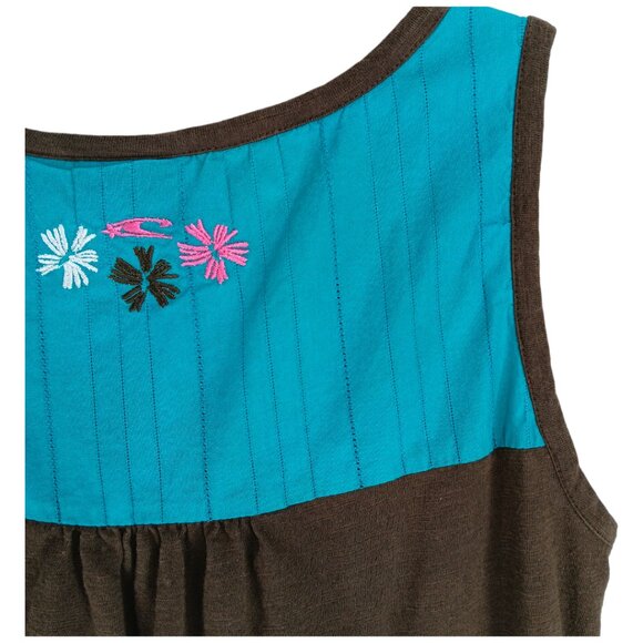O'NEILL Women's Tank top- SIZE XS- Aqua Green- Brown- Flowers- Summer-Cool-Light - Picture 8 of 12